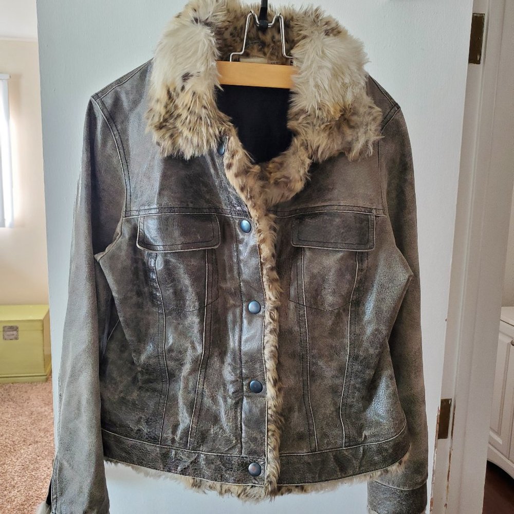 Leather jacket black distressed